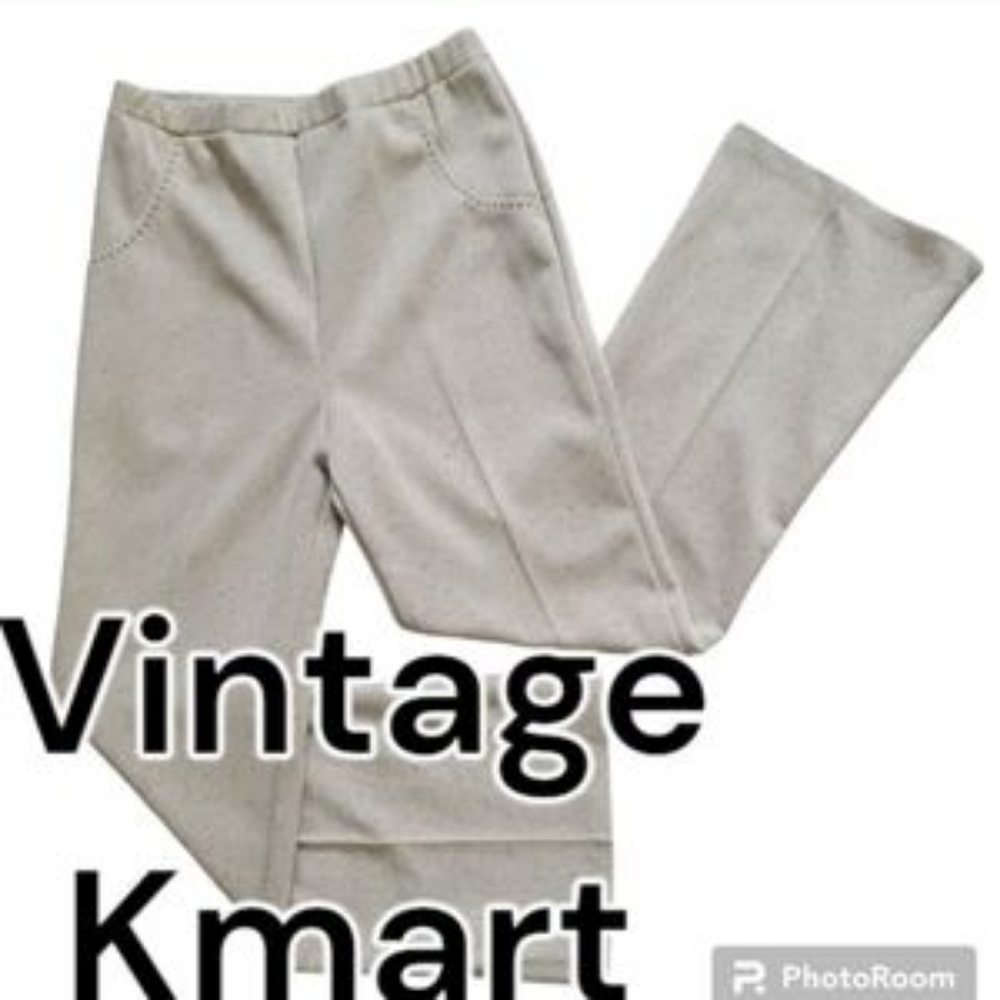 VTG Kmart Women's Polyester Trousers With Blue Kmart o